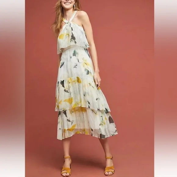 NWOT! Anthropologie Garden Party Floral White Dress - Picture 5 of 14